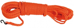 Batmaz turuncu ip. Kanca dahil. 
Ø 8 mm. Boy 30 m. 
Kopma yükü 400 kg.