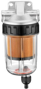 Su ay�r�c� mazot fltresi.

Anodize al&uuml;minyum filtre ba�l��� ve temizlemek veya filtre kartu�unu de�i�tirmek i&ccedil;in &ccedil;�kar�labilen �effaf polyamid &ccedil;ana�a sahiptir. 10 mm iki adet hortum rakoru dahildir.

0,49 PSI bas�n&ccedil;ta ak�� h�z�: 205 L/Saat 
Filtre eleman�: 25 Micron 
Kartu� &Oslash;: 110 mm
Y&uuml;kseklik: 190 mm 
Yedek filtre: 1836161