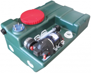 Tatl su sistemi. Su tank ve 12V, 12.5 litre/dakika kapasiteli otomatik hidrofor kombine edilmitir. Seviye sensörü montajna hazrdr.