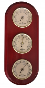 Barometre - Termometre - Higrometre Seti 

Kadran Ø 9 cm 
Ahşap Plaka 36x14 cm
