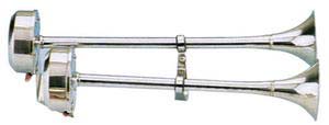 Trompet korna, çiftli, elektrikli, paslanmaz çelik, 40/46cm. Trompet korna, çiftli, elektrikli, paslanmaz çelik, 40/46cm.
