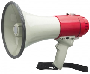 Megafon, akustik menzilli 350-1000 m. Arl: 1800g. Ø 200x310 mm.
6 adet C pil ile çalr.