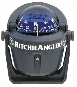 Ritchie Angler pusula. Hareketli günelik, aydnlatma ve kompansatöre sahiptir. Gri gövde ve mavi kadranl.