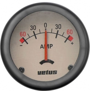 Vetus ampermetre. 12/24V. +/-60 amper izlenebilir. Ø 52 mm. Kromaj ve siyah olamak üzere iki adet çerçeve standarttr. htiyaca göre çerçevelerden herhangi birini kullanabilirsiniz.