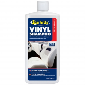 Vinil temizleyici. 473ml. Kiri, ya, küfü ve lekeleri kolayca temizler. Su geçirmez brandalara, iskemlelere ya da yamurluk benzeri deniz giysilerine uygulanabilir. Derine ilemi kirleri bile çkartr. Vinilde leke brakmaz, renge zarar vermez. Çizmez. Kapal ya da açk yerlerdeki vinil döeme için idealdir. Konsantre formüllü bir ampuandr.