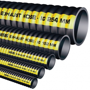 Vetus egzoz hortumu. Çelik spiralle kuvvetlendirilmi kauçuk, son derece salam ve esnek yapdadr. Kvrlma radyusu hortum çapnn 1,5 katndan azdr. Lloyd onayldr.