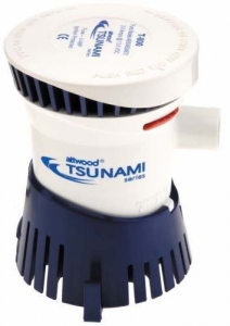 Attwood Tsunami sintine pompas. Kartu tip motor alet gerekmeksizin gövdeden ayrlabilir, deiebilir. Kendinden soutmal, uzun ömürlü motora sahiptir.