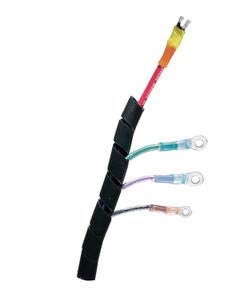Kablo spirali. Tel ve kablolar sürtünmeye kar korur. 76 °C´ye kadar mukavimdir. Alevi yavalatc özelliktedir. Siyah, 3 metre.