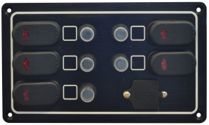 Usb portlu sigorta paneli. IP65 Su geçirmez.

	
		Alüminyum panel
	
		Led indikatörlü su geçirmez anahtarlar
	
		5 adet 15A otomatik sigorta
	
		Kauçuk kapakçkl çiftli USB port
	
		Voltaj 12V DC
	
		199x115 mm
	
		30'lu etiket seti dahil