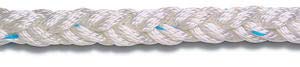 8 kollu, örgülü polyester halat. Darbe emme esnekliği ile bağlama halatı olarak idealdir. Batar. 
Beyaz