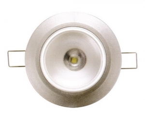 Led’li lamba. 12V. Gömme. Alüminyum gövde, beyaz plastik finisyon. Yüksek güçlü beyaz, 3 Watt bir adet led’e sahiptir. Lens çevirilerek aydnlatma alan ayarlanabilir. Ø 85 mm, derinlik 20 mm.